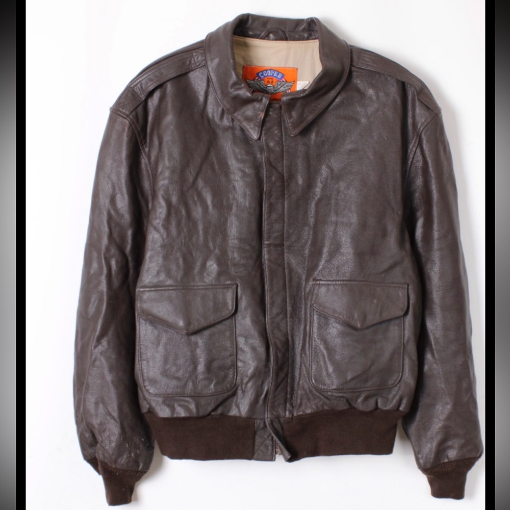 VTG Cooper Type A-2 USAF Genuine Leather Bomber Jacket in Rich Brown